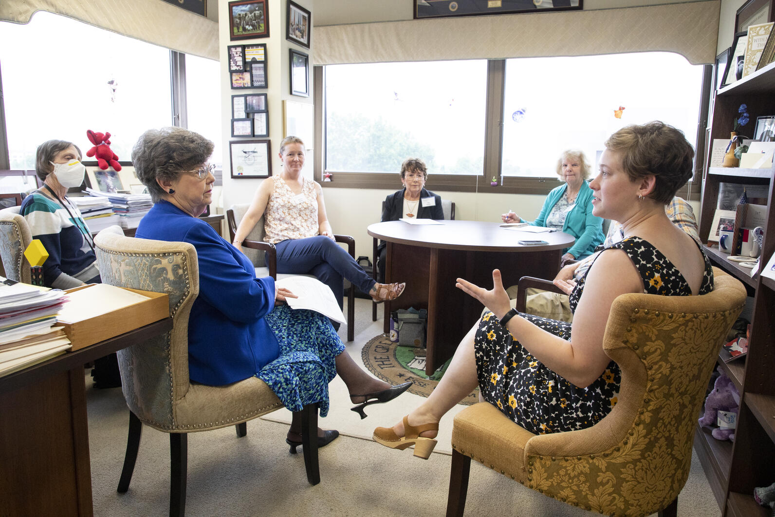Audubon members meet with a lawmaker in her office.