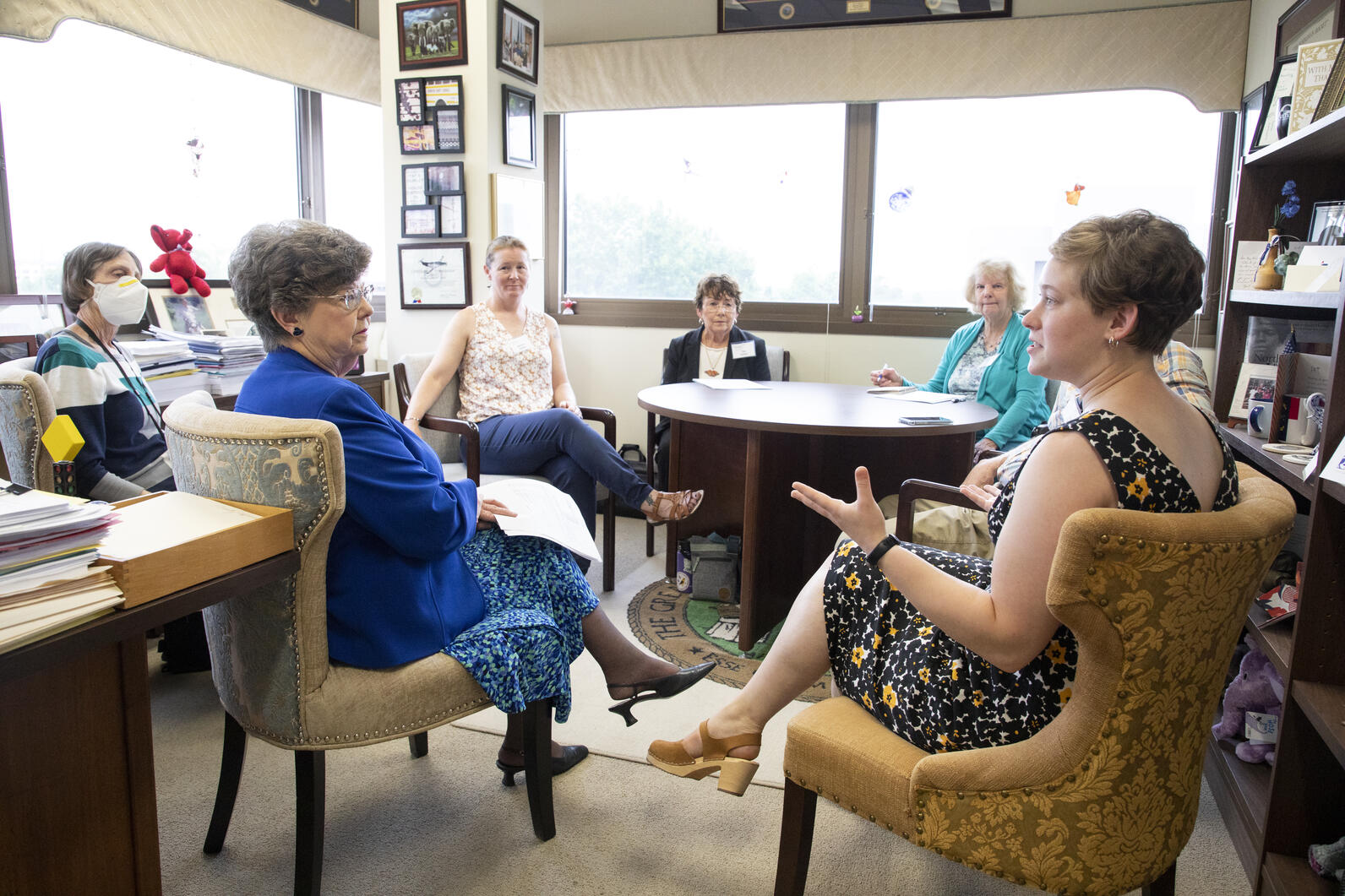 Audubon members meet with a lawmaker in her office. Audubon members meet with a lawmaker in her office.