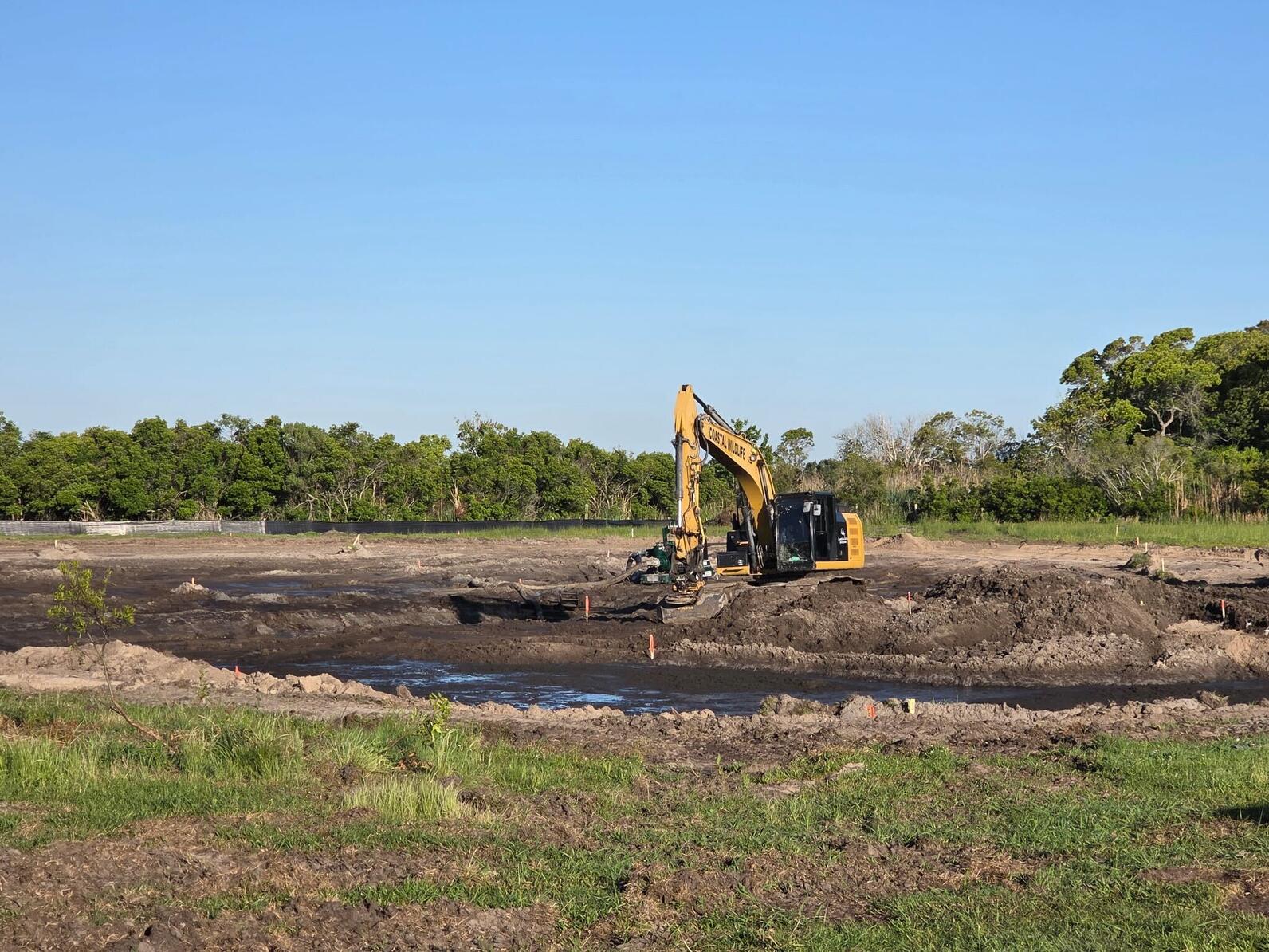 Mid-construction of the square pond project. Photo: Sara Marschhauser/Audubon Mid-construction of the square pond project. Photo: Sara Marschhauser/Audubon