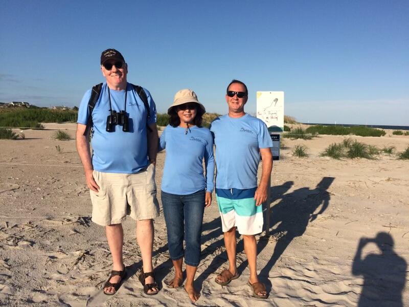 Bird Stewards standing in front of the posting on Wrightsville Beach