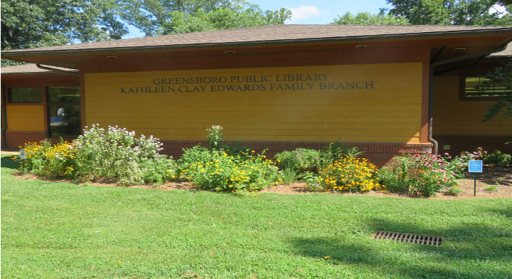 Native plant garden at a Greensboro library.