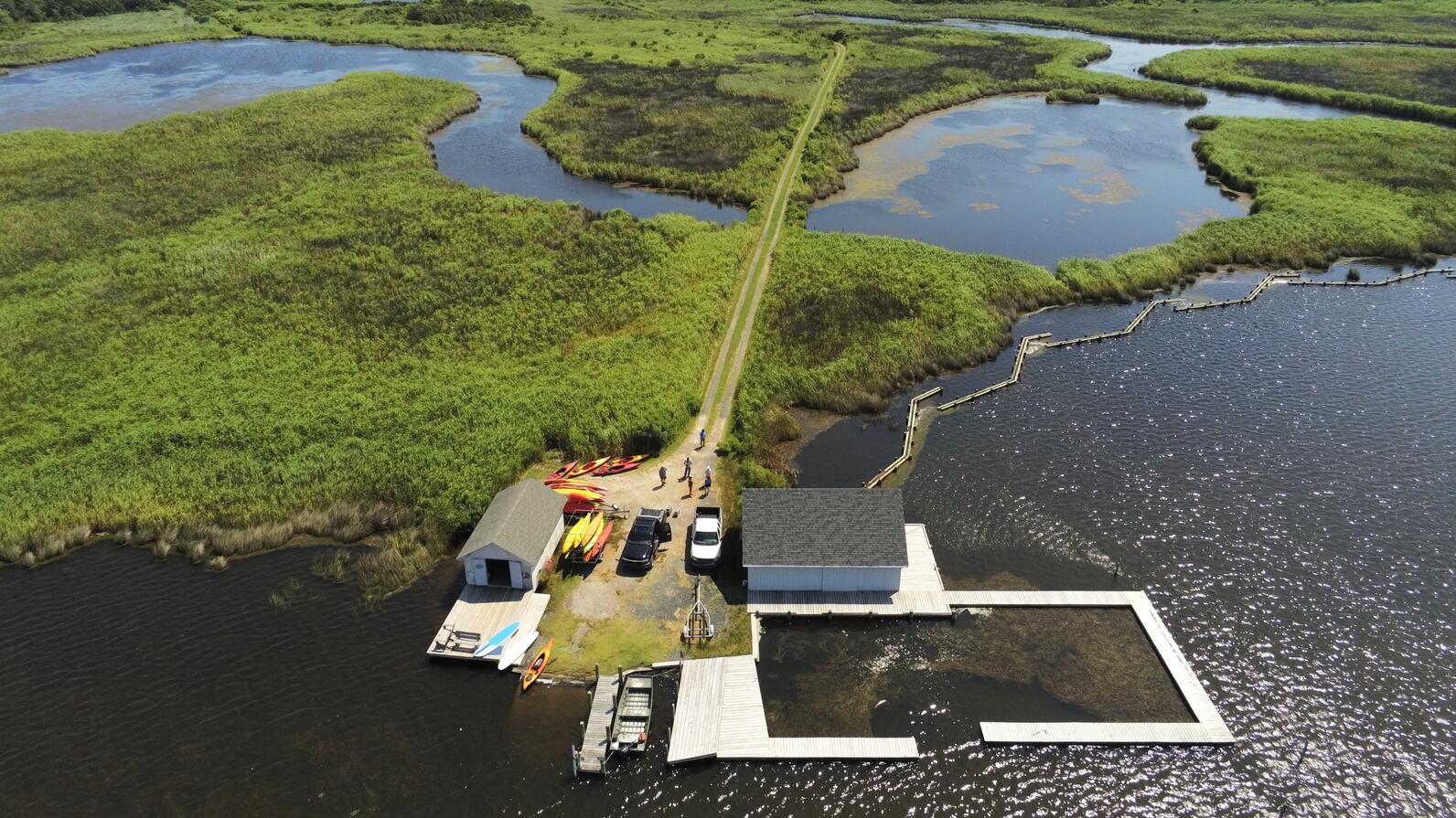 Drone team takes Pine Island footage.