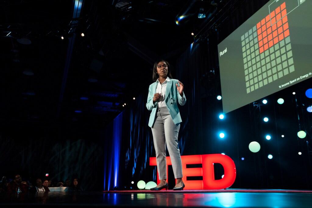 DeAndrea Salvador at her TED Talk in 2018.